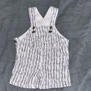 Striped White and Navy Kids Overalls